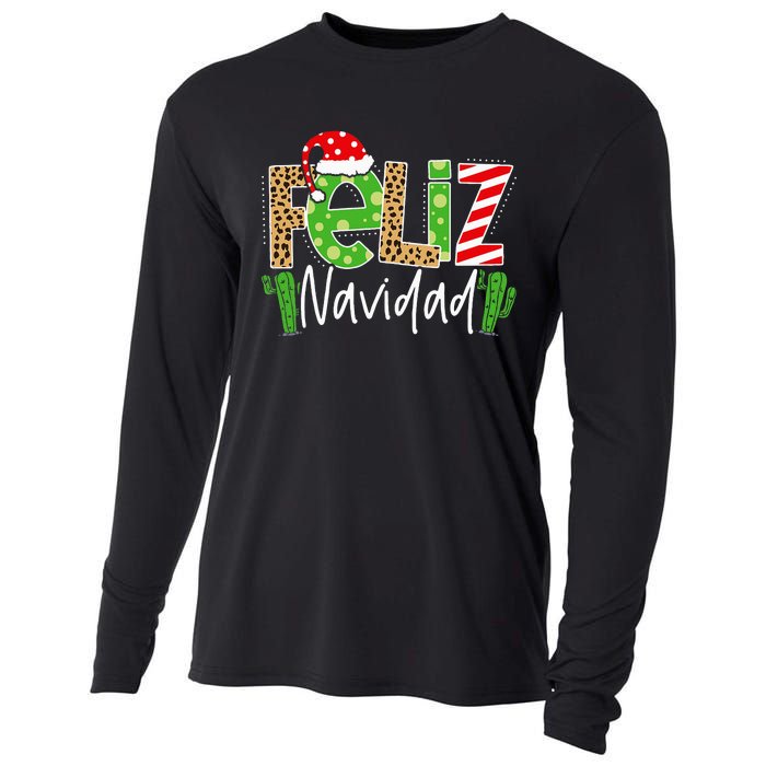 Feliz Navidad Cactus Spanish Christmas Matching Pajamas Cooling Performance Long Sleeve Crew