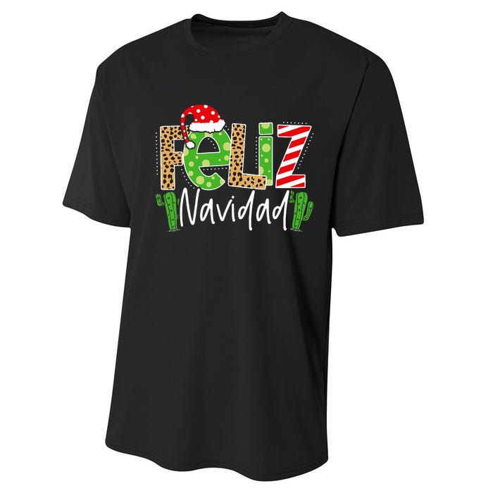 Feliz Navidad Cactus Spanish Christmas Matching Pajamas Performance Sprint T-Shirt