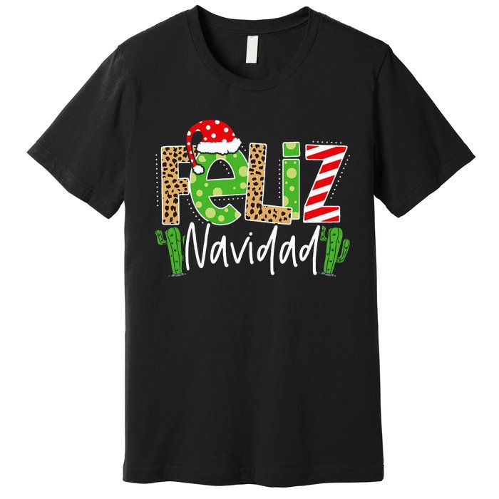 Feliz Navidad Cactus Spanish Christmas Matching Pajamas Premium T-Shirt