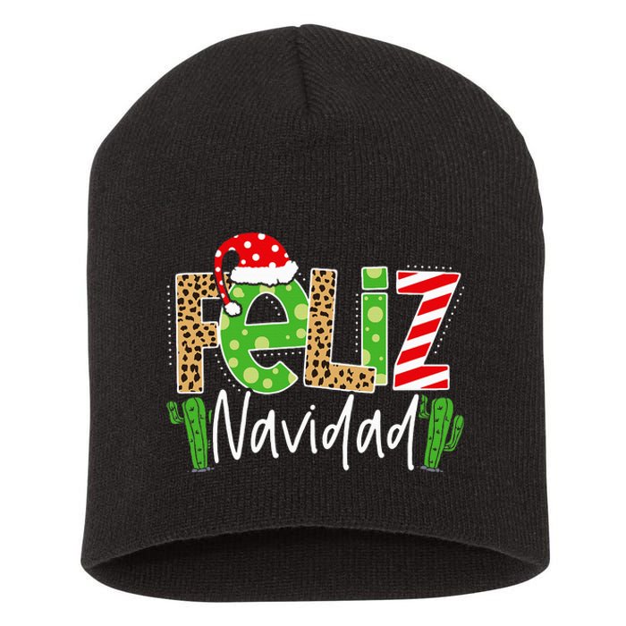 Feliz Navidad Cactus Spanish Christmas Matching Pajamas Short Acrylic Beanie