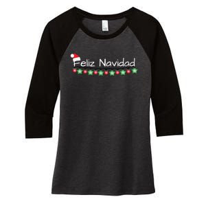 Feliz Navidad Christmas TShirt Women's Tri-Blend 3/4-Sleeve Raglan Shirt