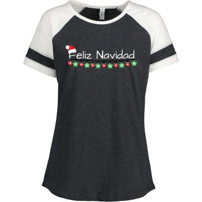 Feliz Navidad Christmas TShirt Enza Ladies Jersey Colorblock Tee