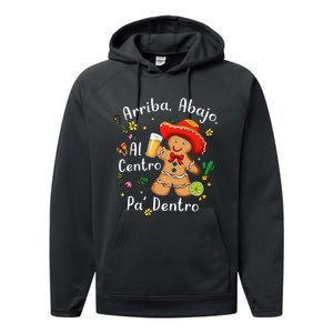 Feliz Navidad Christmas Mexican Gingerbead With Sombrero Performance Fleece Hoodie