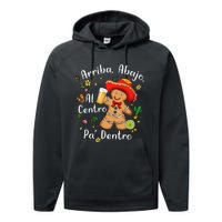 Feliz Navidad Christmas Mexican Gingerbead With Sombrero Performance Fleece Hoodie