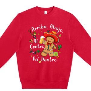 Feliz Navidad Christmas Mexican Gingerbead With Sombrero Premium Crewneck Sweatshirt