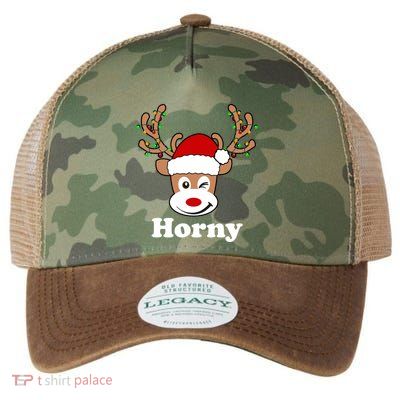 Funny Naughty Christmas Horny Reindeer Ugly Christmas Gift Legacy Tie Dye Trucker Hat