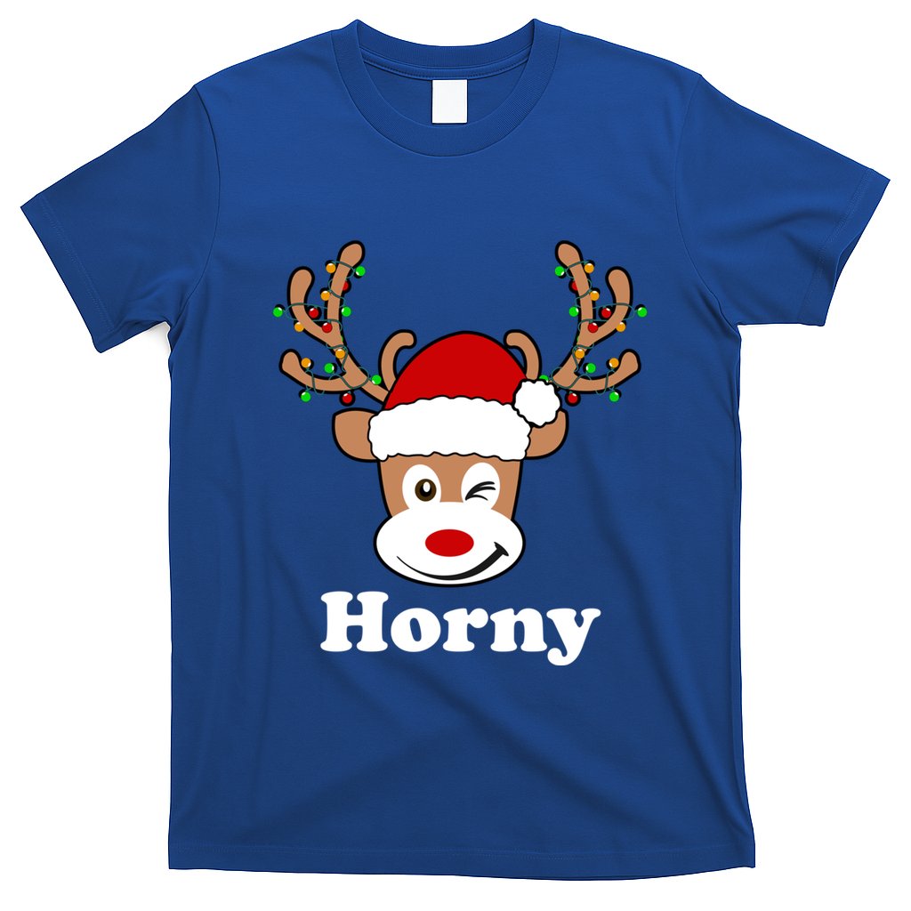 Funny Naughty Christmas Horny Reindeer Ugly Christmas Gift T-Shirt
