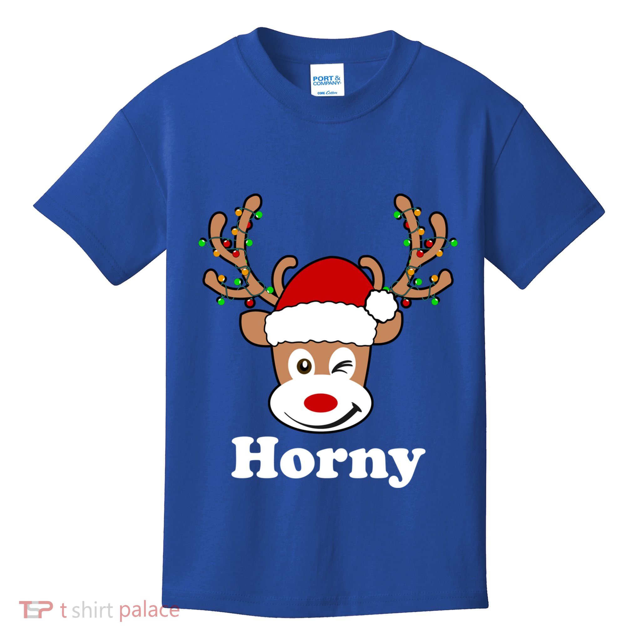 Funny Naughty Christmas Horny Reindeer Ugly Christmas Gift Kids T-Shirt