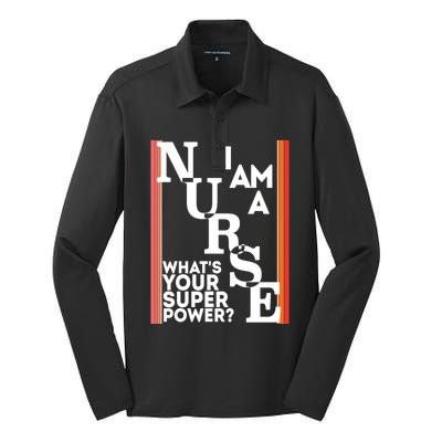 Funny Nurse Cool Nurse Superpower Sarcastic Nurse Graduation Great Gift Silk Touch Performance Long Sleeve Polo