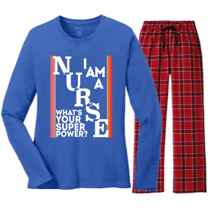 Funny Nurse Cool Nurse Superpower Sarcastic Nurse Graduation Great Gift Women's Long Sleeve Flannel Pajama Set 