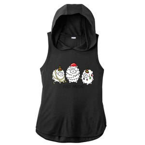 Fleece Navidad Christmas Lights Sheeps Ladies PosiCharge Tri-Blend Wicking Draft Hoodie Tank