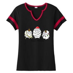 Fleece Navidad Christmas Lights Sheeps Ladies Halftime Notch Neck Tee