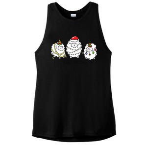 Fleece Navidad Christmas Lights Sheeps Ladies PosiCharge Tri-Blend Wicking Tank