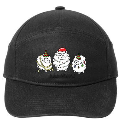 Fleece Navidad Christmas Lights Sheeps 7-Panel Snapback Hat