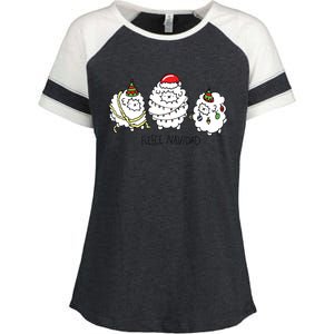 Fleece Navidad Christmas Lights Sheeps Enza Ladies Jersey Colorblock Tee