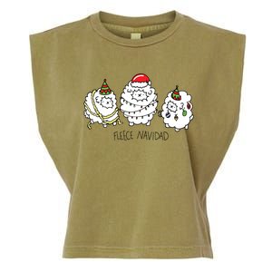 Fleece Navidad Christmas Lights Sheeps Garment-Dyed Women's Muscle Tee