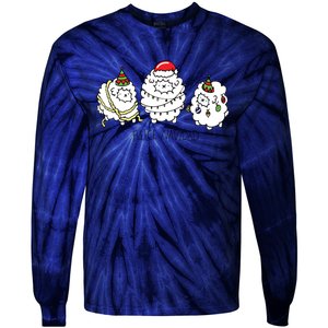 Fleece Navidad Christmas Lights Sheeps Tie-Dye Long Sleeve Shirt