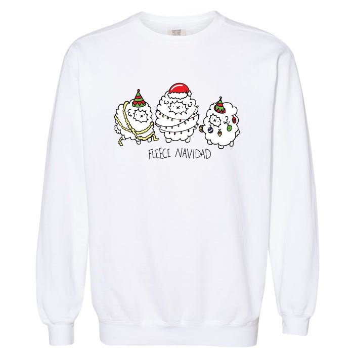 Fleece Navidad Christmas Lights Sheeps Garment-Dyed Sweatshirt