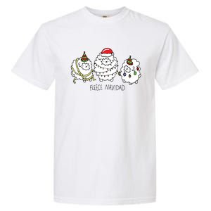 Fleece Navidad Christmas Lights Sheeps Garment-Dyed Heavyweight T-Shirt