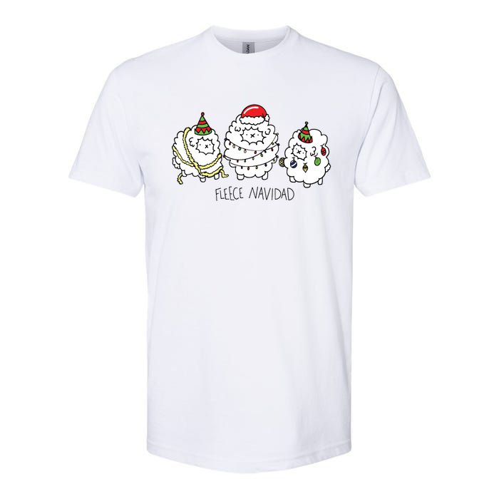 Fleece Navidad Christmas Lights Sheeps Softstyle CVC T-Shirt