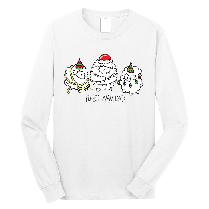 Fleece Navidad Christmas Lights Sheeps Long Sleeve Shirt