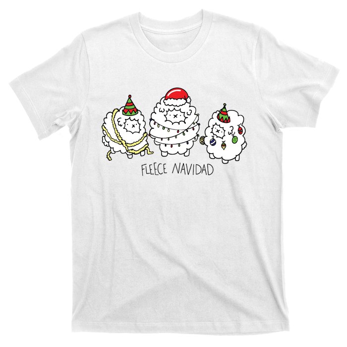 Fleece Navidad Christmas Lights Sheeps T-Shirt