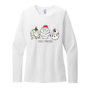 Fleece Navidad Christmas Lights Sheeps Womens CVC Long Sleeve Shirt