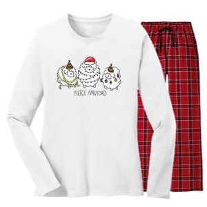 Fleece Navidad Christmas Lights Sheeps Women's Long Sleeve Flannel Pajama Set 