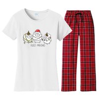 Fleece Navidad Christmas Lights Sheeps Women's Flannel Pajama Set