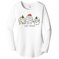 Fleece Navidad Christmas Lights Sheeps Women's Perfect Tri Tunic Long Sleeve Shirt