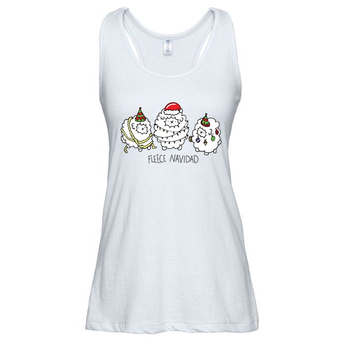 Fleece Navidad Christmas Lights Sheeps Ladies Essential Flowy Tank