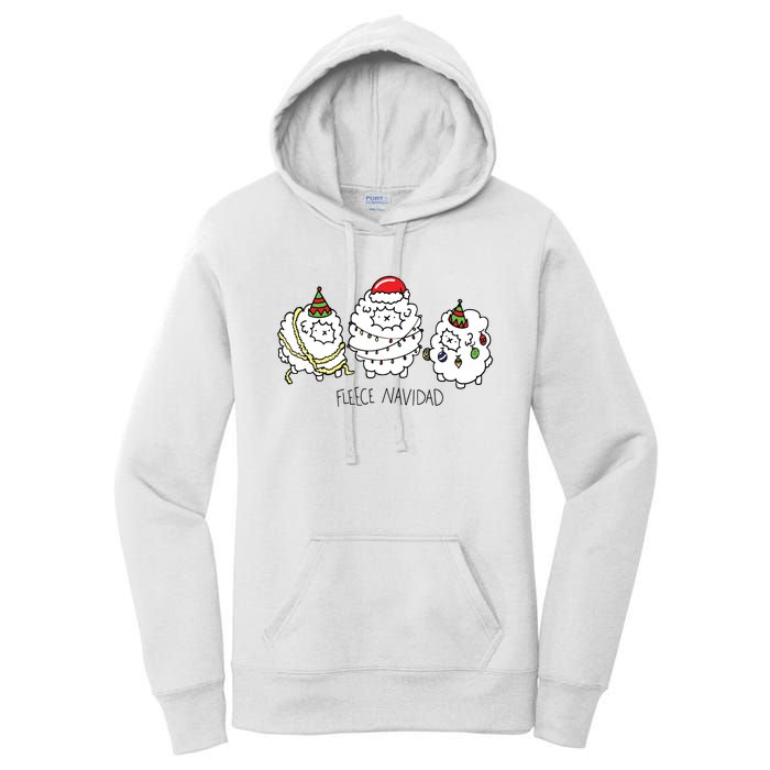 Fleece Navidad Christmas Lights Sheeps Women's Pullover Hoodie