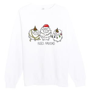 Fleece Navidad Christmas Lights Sheeps Premium Crewneck Sweatshirt