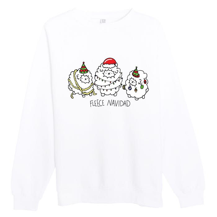 Fleece Navidad Christmas Lights Sheeps Premium Crewneck Sweatshirt