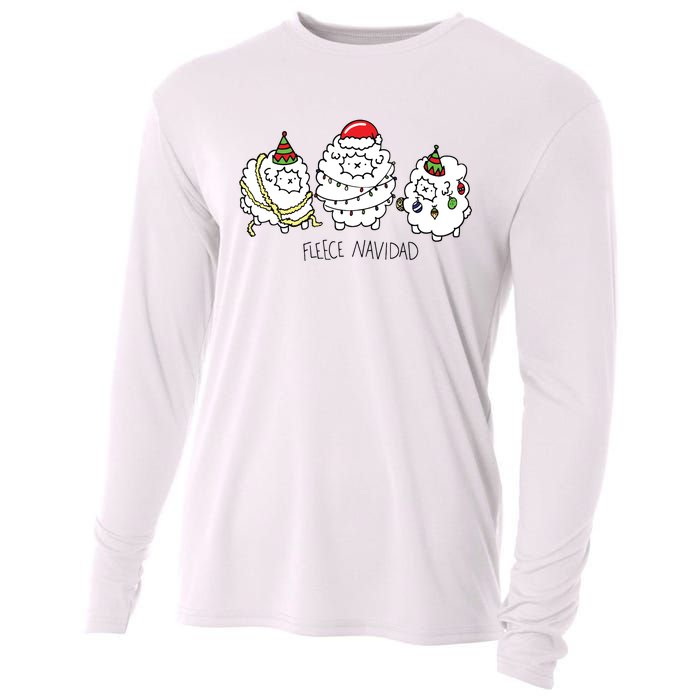 Fleece Navidad Christmas Lights Sheeps Cooling Performance Long Sleeve Crew