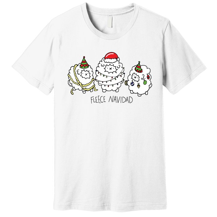 Fleece Navidad Christmas Lights Sheeps Premium T-Shirt