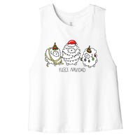 Fleece Navidad Christmas Lights Sheeps Women's Racerback Cropped Tank