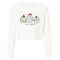 Fleece Navidad Christmas Lights Sheeps Cropped Pullover Crew