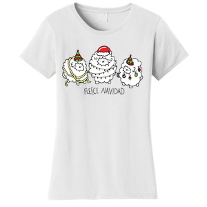 Fleece Navidad Christmas Lights Sheeps Women's T-Shirt