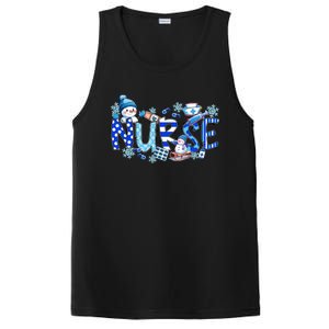 Funny Nurse Christmas Blue Snow Nurses Xmas Scrub Nurse Gift PosiCharge Competitor Tank