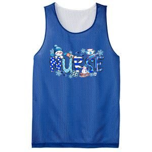 Funny Nurse Christmas Blue Snow Nurses Xmas Scrub Nurse Gift Mesh Reversible Basketball Jersey Tank