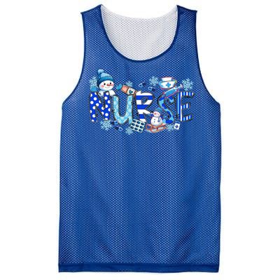 Funny Nurse Christmas Blue Snow Nurses Xmas Scrub Nurse Gift Mesh Reversible Basketball Jersey Tank