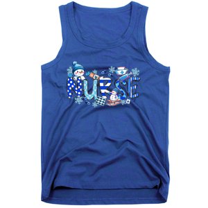 Funny Nurse Christmas Blue Snow Nurses Xmas Scrub Nurse Gift Tank Top