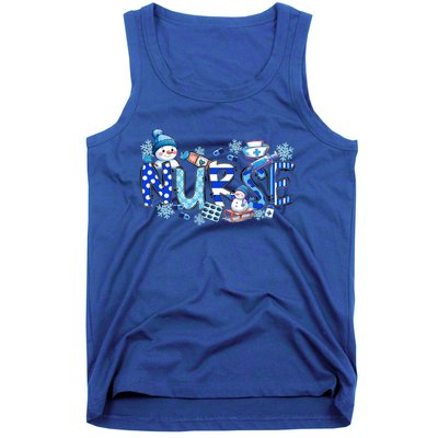 Funny Nurse Christmas Blue Snow Nurses Xmas Scrub Nurse Gift Tank Top