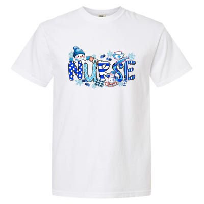 Funny Nurse Christmas Blue Snow Nurses Xmas Scrub Nurse Gift Garment-Dyed Heavyweight T-Shirt