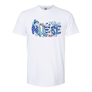 Funny Nurse Christmas Blue Snow Nurses Xmas Scrub Nurse Gift Softstyle CVC T-Shirt