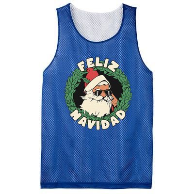 Feliz Navidad Christmas Santa In Cool Sunglasses Mesh Reversible Basketball Jersey Tank