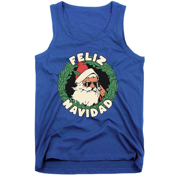 Feliz Navidad Christmas Santa In Cool Sunglasses Tank Top