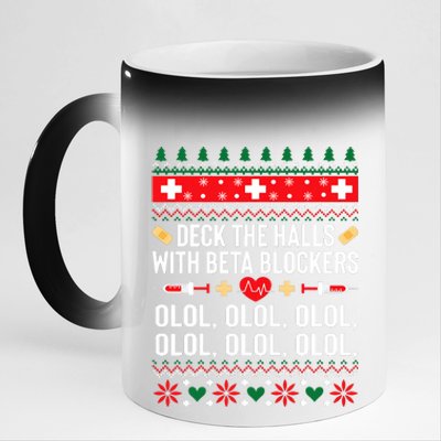 Funny Nurse Christmas Ugly Xmas 11oz Black Color Changing Mug