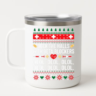 Funny Nurse Christmas Ugly Xmas 12 oz Stainless Steel Tumbler Cup